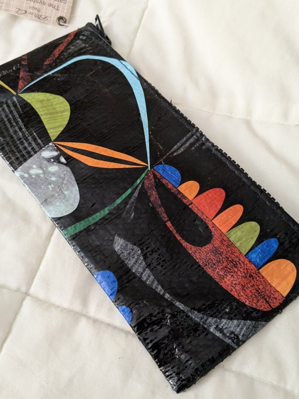 Blue Q Plumage Woven Pencil Case Holder Black Rainbow Art School Supplies NWT